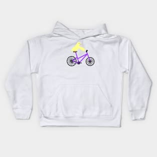 Duck On A Purple Bicycle Kids Hoodie